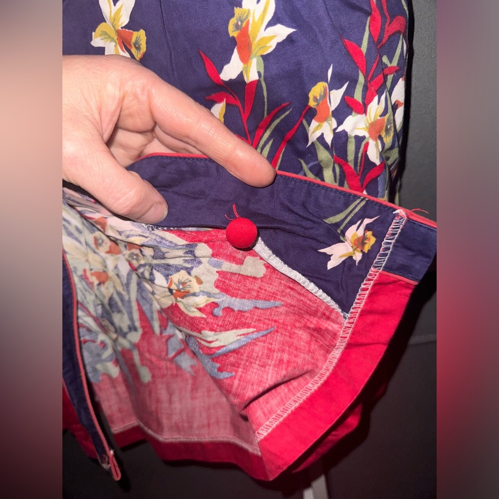 Vintage Daffodil Blue Floral Dress Size 8 - image 6